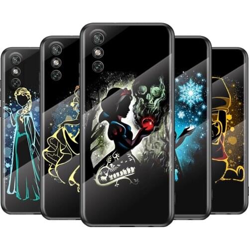 Disney Princess For Huawei Y6 Y7 Y9 Y5P Y6P Y8S Y8P Y9A P Smart Z 2019 2020 2021 Tempered Glass Phone Case