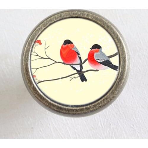 Flower Birds Drawer Knobs Vintage Style Knobs Copper Sliver Bronze Rustic Funiture Animal Door Cabinet Handles Hardware
