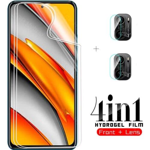 4-in-1 Hydrogel Soft Film for xiaomi poco f3 x3 nfc m3 pro pocof3 poko poxo x3pro m3pro back screen protector camera lens glass