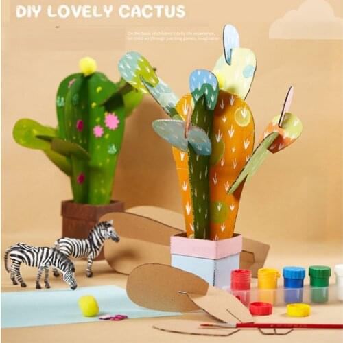 DIY Art And Craft Toys For Children Carton Paper Material Manual Lovely Cactus Frame Kindergarten Educative Kids Early Education