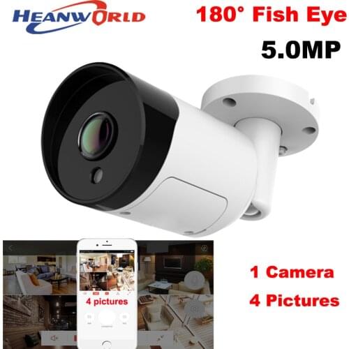 Heanworld HD 5MP IP Camera PoE Fish Eye 180 Degree Panoramic IP camera outdoor 5.0 MP CCTV camera ONVIF waterproof night vision