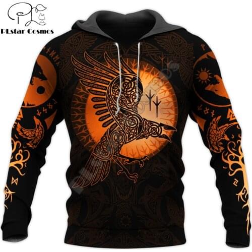 Beautiful Viking symbol Tattoo Raven 3D All Over Printed Mens Hoodie Fashion Unisex Casual Streetwear Jacket Tracksuits DK078