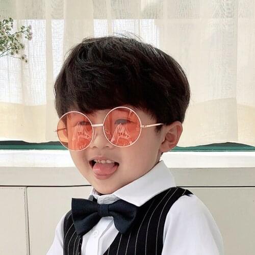 Candy Color Round Kids Sunglasses For Children Korean Style Metal Frame Anti-UV Eyewear Vintage Boy Girl Baby Sun Glasses Oculos