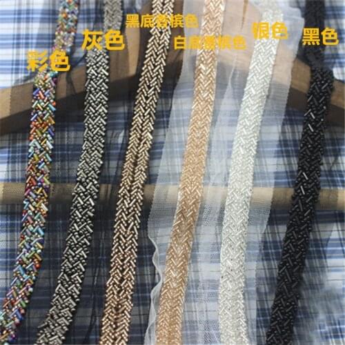 1yards 1.5cm wide Handmade Colorful Beads lace trims White Black Champagne Lace Clothing Collar Decorative Diy Accessories A1166