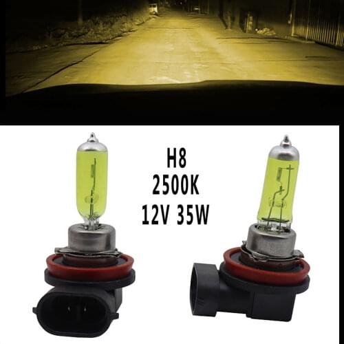 2pcs H8 12V 35W Xenon Halogen Yellow car Headlight Fog Quartz Glass 2500K Light Lamp Bulbs
