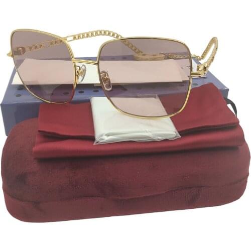 Square Glasses 2021 Gold Chain Sunglasses Shield Womens Sunglasses Woman Sunglases Pink Retro Brand Designer Sun Glasses UV400