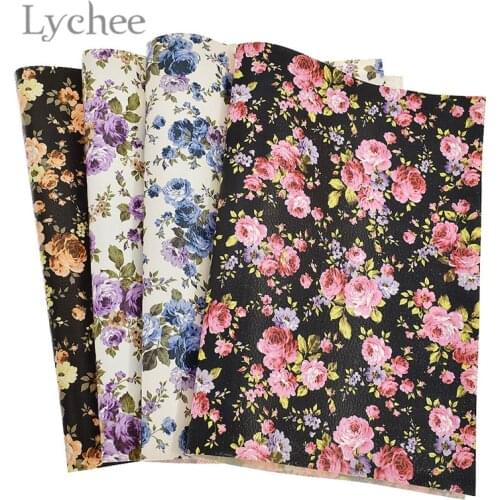 Lychee Life 29x21cm A4 Flowers Litchi Leather Fabric High Quality Floral Pattern Synthetic Leather DIY Material For Handbag