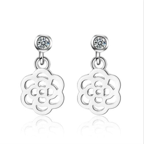 Everoyal Fashion 925 Sterling Silver Earrings For Women Jewelry Trendy Crystal Rose Gold Earring Girls Bride Wedding Accessories