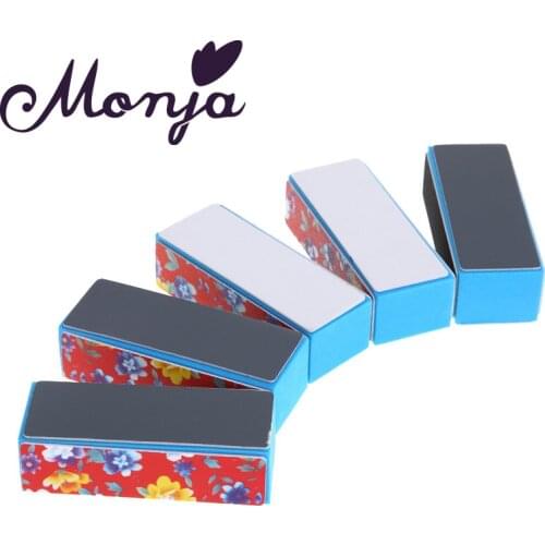 Monja 5Pcs/lot Nail Art Sponge Sanding Buffer Block Polishing Buffing Polish Sand Paper Nail Files Manicure Pedicure Care Tool