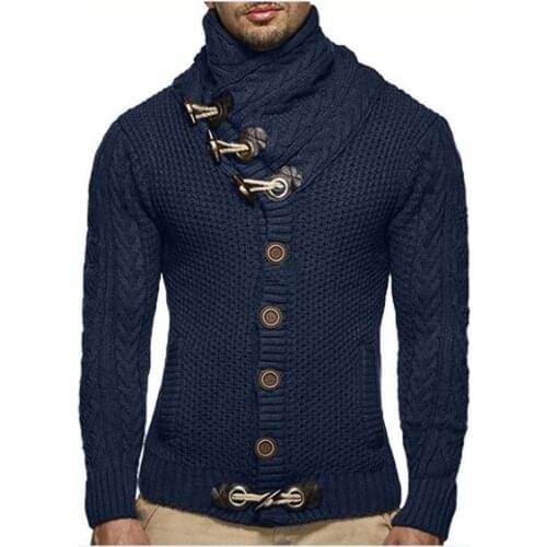 US SIZE Mens 2019 Sweater Cardigan winter Fashion Warm Thick Hedging Turtleneck Knitting Sweaters Superior quality
