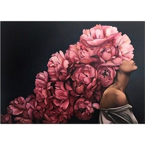 Modern Figure Lady Head Flower DIY 11CT Embroidery Cross Stitch Kits Needlework Craft Set Cotton Thread Dropshipping