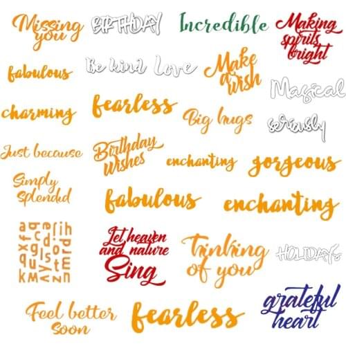 Multiple Types English Words Phrase Metal Cutting Dies Stencils for Scrapbooking Embossing Die Paper Cards Making Decorative
