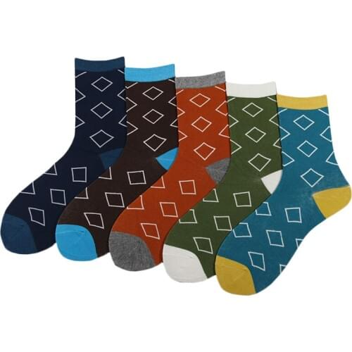 Men and Women Cotton Socks Geometric Pattern Harajuku Vintage Colorful Fashion Design High Quality Mid