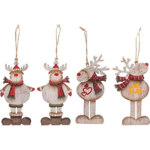 New Wooden Hanging Christmas Tree Elk Pendant Ornament New Year Xmas Party Decor