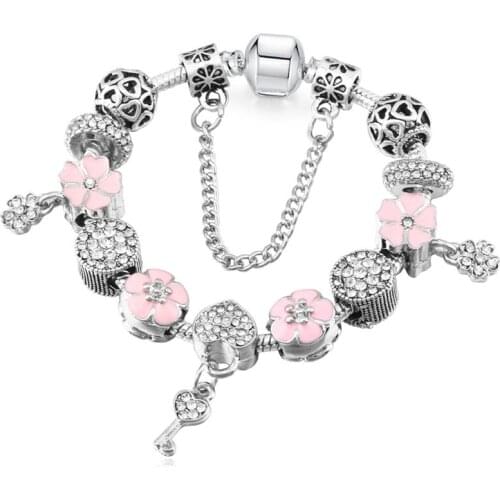 New Bracelet Popular Diy Beaded Bracelet Love Lock Pendant Pandora charm bracelet
