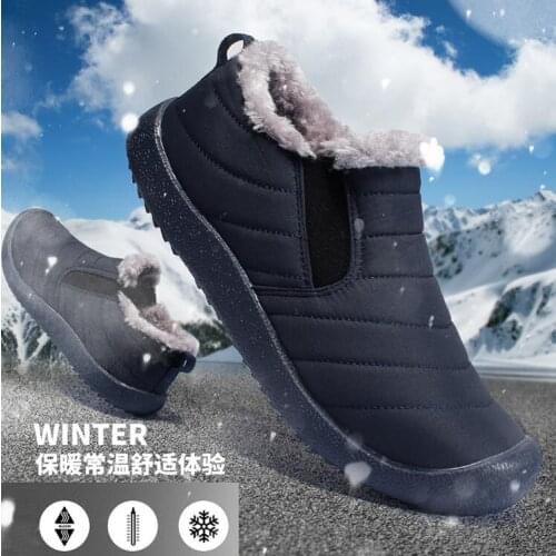 Extra large snow cotton shoes mens Size 47 winter waterproof Size 48 warm mens shoes Plush anti slip middle aged Casual shoes