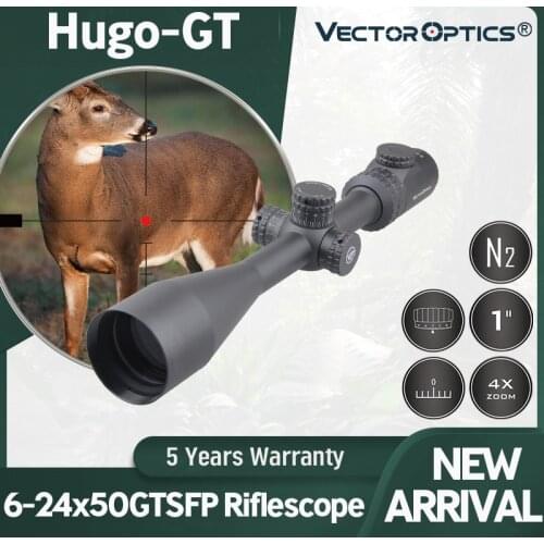 Vector Optics Hugo 6-24x50 GT 1 Inch Riflescope Min 10Y Illuminated Glass Reticle Turret Lock Side Focus 223 308 Hunting