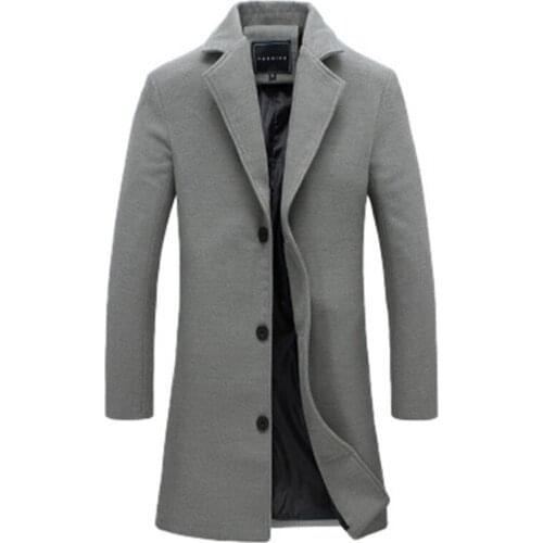 Nice Pop autumn and winter mens coat Pop coat wool coat medium-length slim mens windbreaker