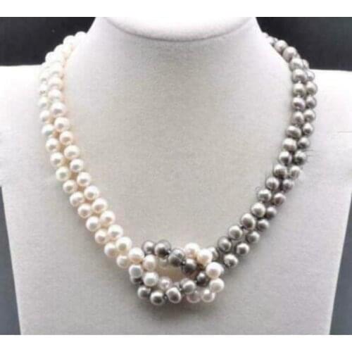 2 strings AAA 8-9MM NATURAL SOUTH SEA WHITE GRAY PEARL NECKLACE 18 INCH 14k GOLD