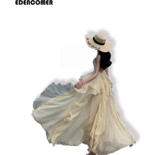 Beach Dresse S2021 Woman Summer Seaside Vacation Dress Wearing A Fairy Tour Photo Long Dress Super Fairy vestidos de mujer