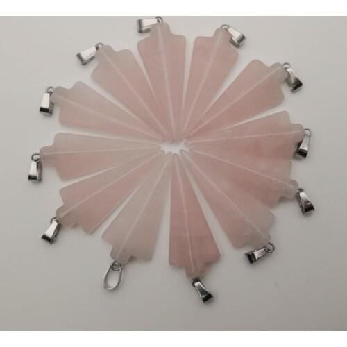 Roses Quartz Arrow Natural stone pendant for making jewelry charm fashion Necklace Earrings accessories 12pcs/lot free shipping
