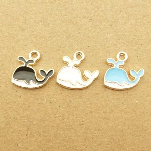 10pcs 12x13mm enamel whale fish charm for jewelry making fashion earring pendant necklace bracelet charm