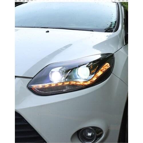 Car Styling LED Head Lamp for Ford Focus 3 headlights 2012-2014 Europe led guide light drl H7 hid Bi-Xenon Double Lens low beam