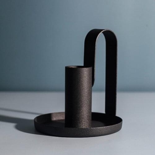 Iron Black Candlestick Candle Holders Pillar Wedding Decoration Party Festival Portavelas Candelabra Art Gift Home Decor