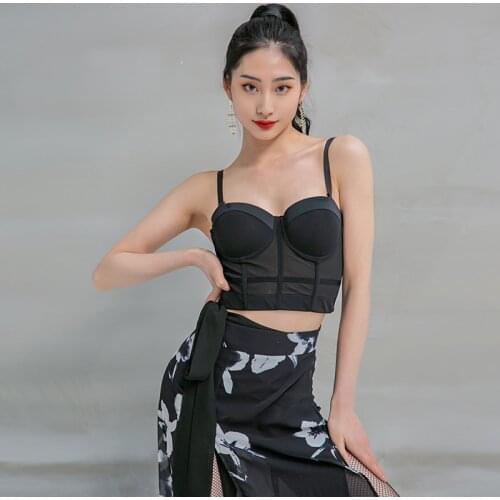 Female Latin Dance Tops Sling Vest Professional Rumba Tango Samba Practice Clothes Salsa Shirt ChaCha Training Underwear DWY5609