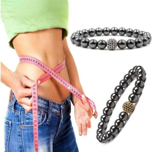 Women Bracelet Beads Hematite Stone Therapy Health Care Hematite Beads Bracelet Mens Jewelry Face Lift Tools