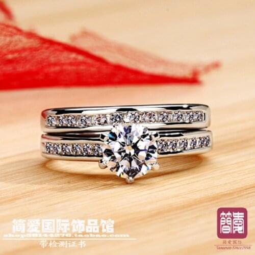 Luxury quality 1ct cushion cut NSCD synthetic stone wedding ring set for women,solid silver engagement ring,proposal ring