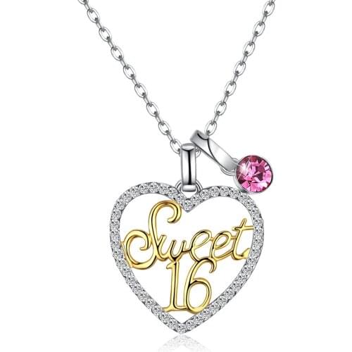 ZEMIOR 925 Sterling Silver Pendant Necklace For Women Heart-Shaped Sweet Age 16 Austria Crystal Necklace Party Fine Jewelry New