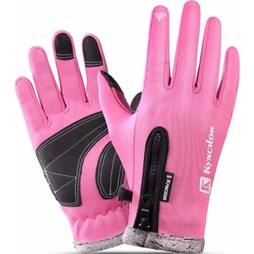 Winter Gloves Touch Screen Driving Gloves Outdoor Waterproof Anti-slip Cycling Gloves Warm Fleece Zipper Gloves