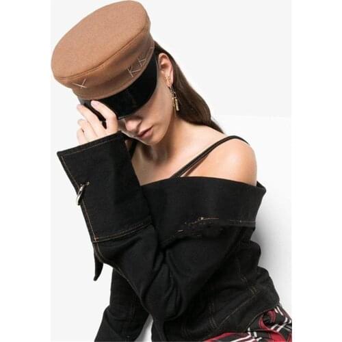 USPOP winter caps women newsboy caps Thick warm letter embroidery wool cap S M L plaid patchwork militray caps