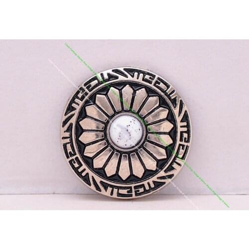 10pcs 20mm Silver Sun Flower Carved White Turquoise Leathercraft Accessories Western Horse Saddle Tack Belt Conchos Screw back
