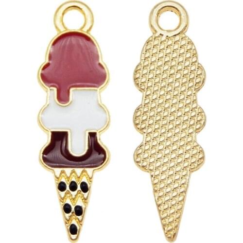 10pcs Enamel Alloy Ice Cream pendant Bracelet Earrings Jewelry Making ice cream charm for jewelry making and crafting fashion