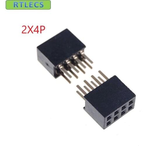 100pcs 2x4 P 8 pin 1.27mm Pitch Pin Header Female dual row straight through hole DIP Rohs Lead free