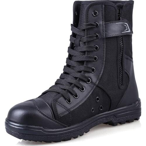 2021 Four seasons breathable boots men net top outdoor training canvas combat training labor protection security shoes