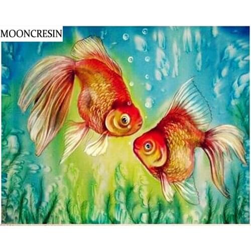 5D Diy Diamond Painting Full Drill Square Needlework Animal Red Carp Cross Stitch Diamond Embroidery Kit Mosaic Craft Wall Decor