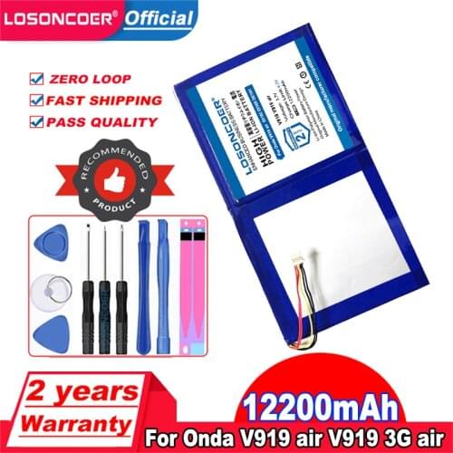 LOSONCOER 12200mAh Battery For Onda V919 OI102 OI105 OC101 V919 air V919 3G air Tablet PC Battery High Capacity 5-wire