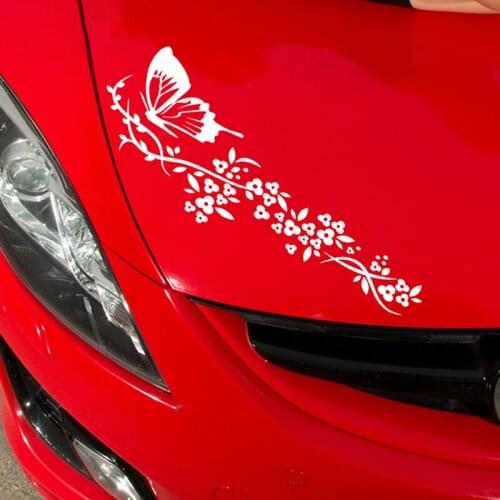 Car Sticker Flying Butterfly Flower Beautiful Car Door Window Sticker Decal Accessory Decor Car Sticker