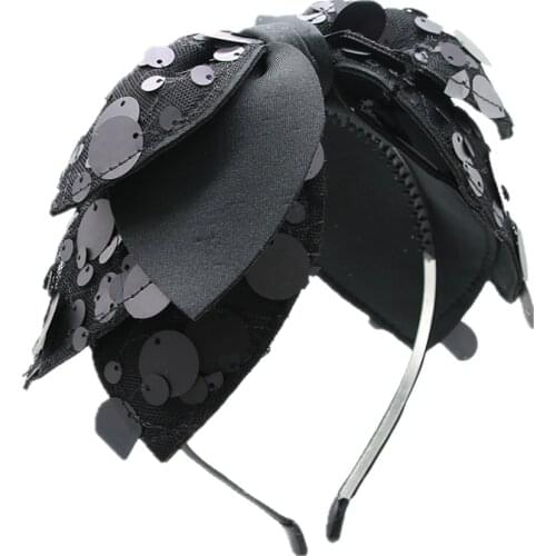 Freeshipping fashion elegant fascinator scuba sequence layors bow girls headband fashion hairband