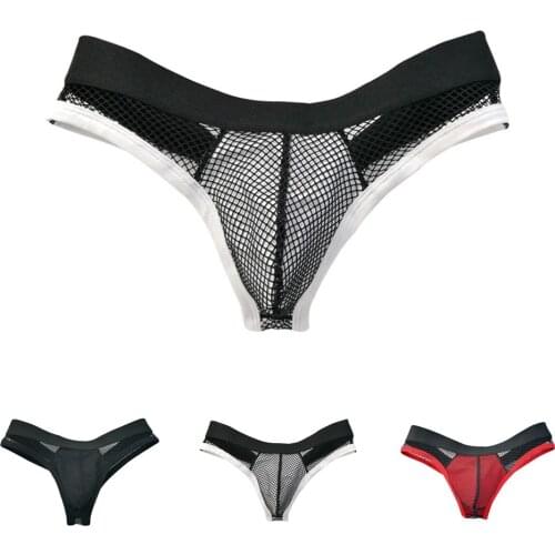 Men Sexy Thong Low Waist Transparent Ultra-Thin Breathable Thong Briefs Underwear Translucent T Pants Mens G-strings Briefs