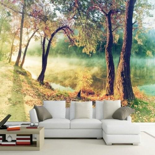 Dropship Colomac Wood Wallpaper Beautiful Woodland Landscape Decorative Mural Custom Wallpaper Bedroom Papel Pintado De Pared