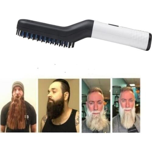 Electric Man Beard Straightener Brush Men Moustache Straighter Style Comb Fast Heat Whisker Styling Flat Iron Wand Straightening