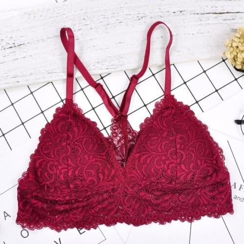 Deep V Wireless Bra Floral Lace French Lingerie Bralette Lightweight and breathable fabric Padded Underwear