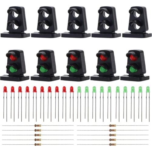 JTD21 10 sets Target Faces With LEDs Railway Dwarf Signals HO OO Scale 2-light Ground Signals Traffic Light Red/Green