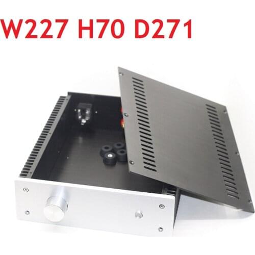 BZ2307 BOX Amplifier Case 226.5*70*271MM Home Audio All-Aluminum Amplifier Chassis Cooling on Both SidesWith Terminal RCA