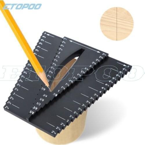 Woodworking ruler outside the caliper ruler Center square scriber inch size gauge