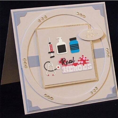 Medical Supplies Stethoscope Medicine Jar Words Metal Cutting Dies For New DIY Scrapbooking Album New Craft Embossing Cards 2020